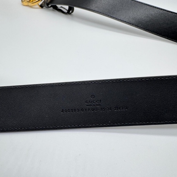 Gucci Authentic GG Marmont Wide Leather Black Belt 85 Preowned display picture 1